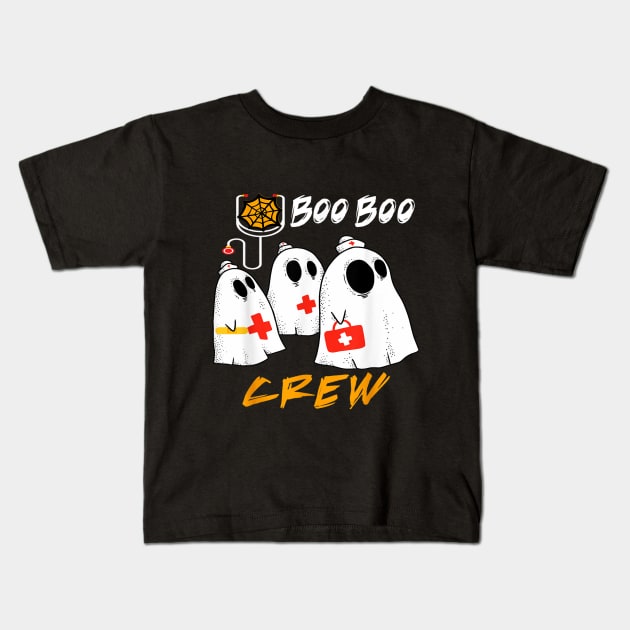 Halloween Costume Gift Boo Boo Crew Nurse Ghost Kids T-Shirt by Christyn Evans